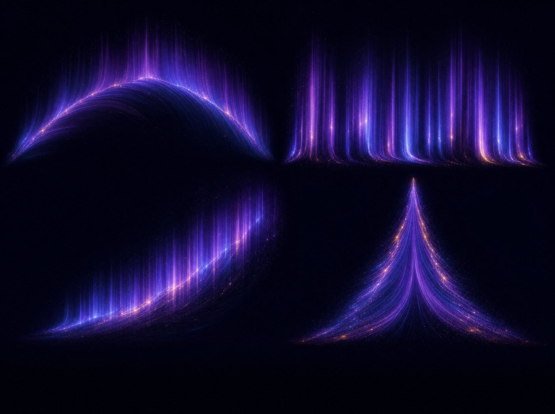 Arte abstrata de quatro campos de luz em quadrantes, representando os grupos de indicadores do painel